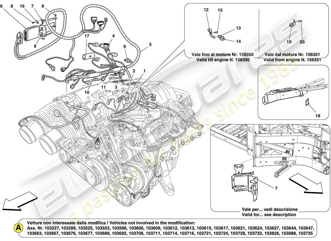 ferrari california (usa) rechtes einspritzsystem - zündung ersatzteildiagramm