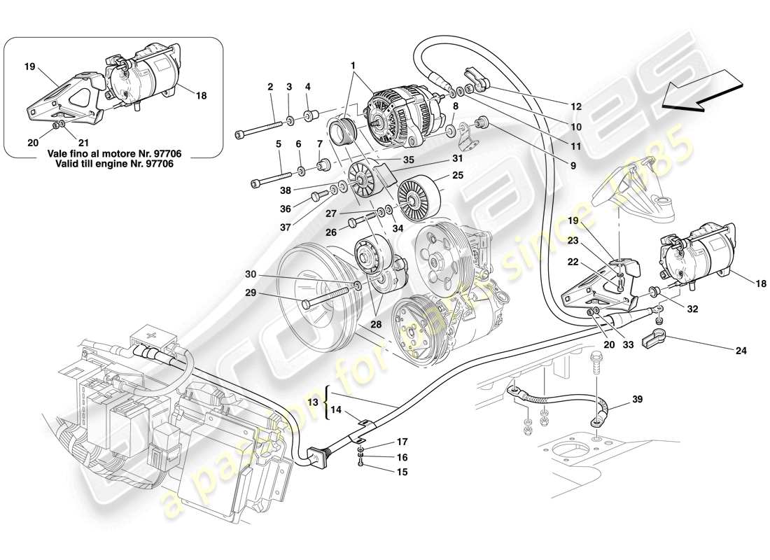 ferrari f430 spider (usa) lichtmaschine - anlasser - ersatzteildiagramm