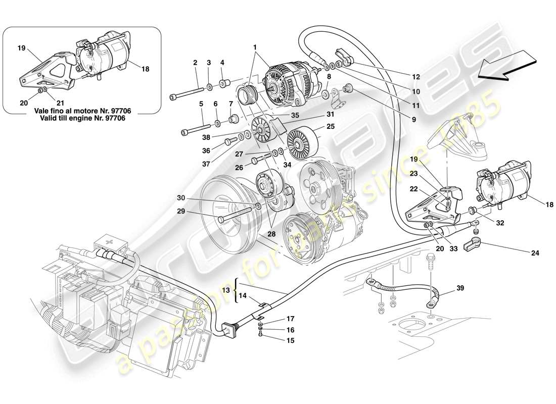 ferrari f430 spider (usa) lichtmaschine – anlassermotor teilediagramm