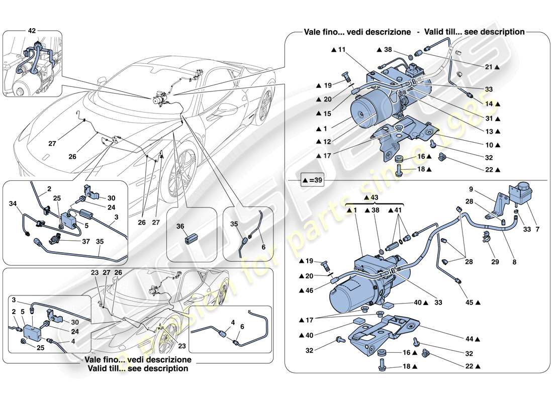 ferrari 458 italia (rhd) fahrzeughebesystem teilediagramm
