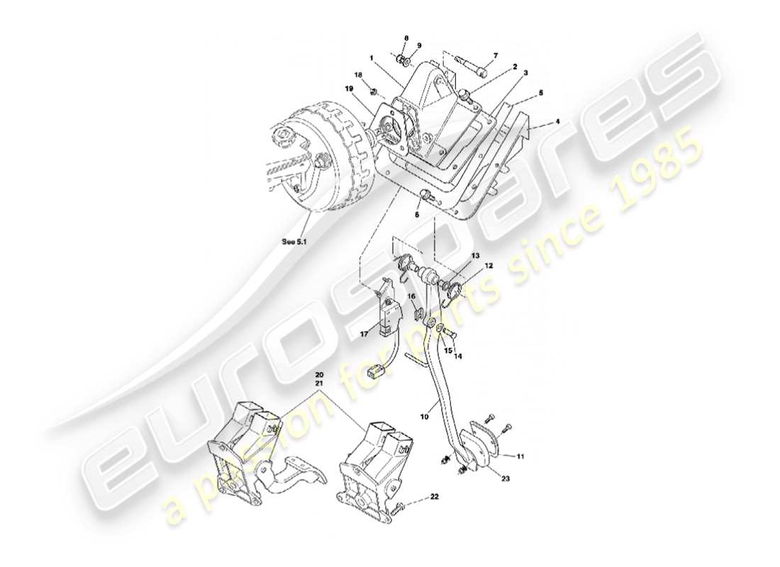 aston martin vanquish (2002) teilediagramm des pedalgetriebes