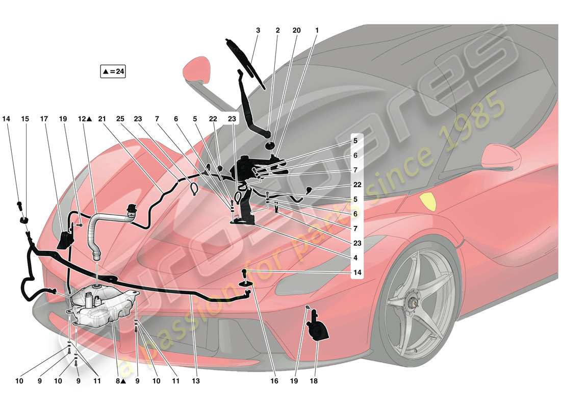 ferrari laferrari (europe) scheibenwischer, scheibe und hupen ersatzteildiagramm