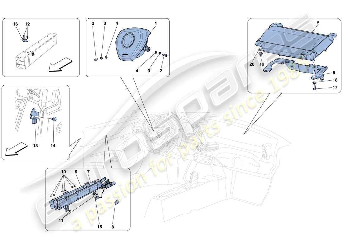 ferrari 458 speciale (rhd) airbags teilediagramm