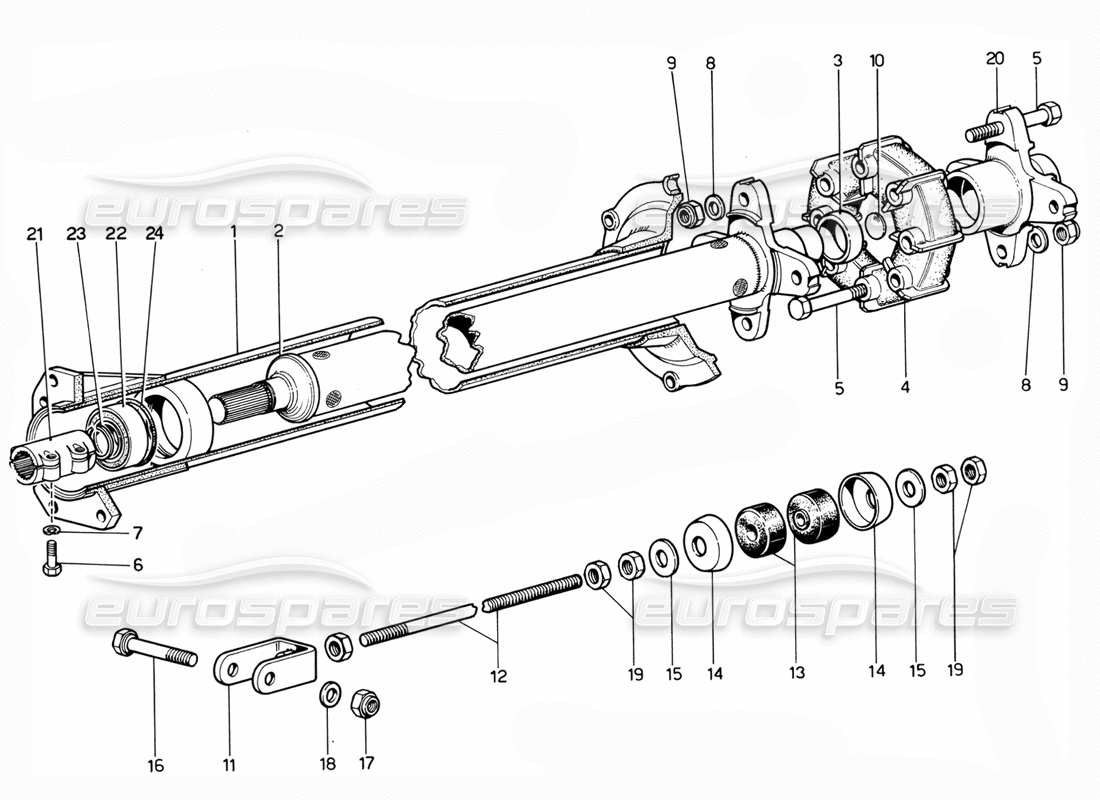 ferrari 365 gtc4 (mechanical) drehmomentrohr - überarbeitung teilediagramm