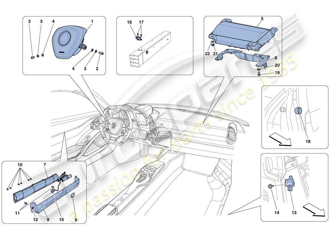 ferrari 458 spider (europe) airbags teilediagramm