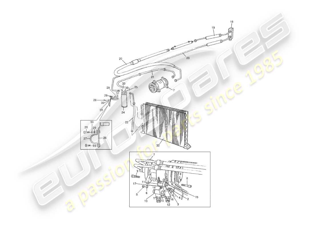 aston martin v8 virage (1999) teilediagramm für den einbau in den motorraum