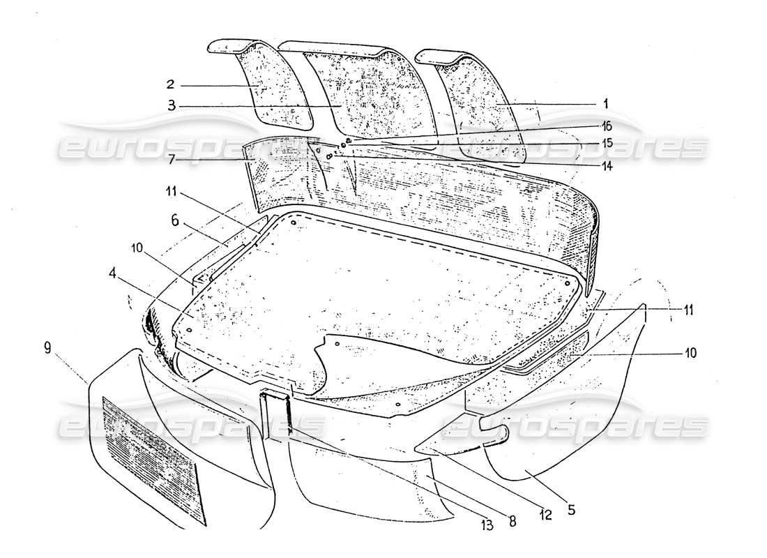 ferrari 330 gt 2+2 (coachwork) kofferraumteppich (edition 1 + 2) ersatzteildiagramm