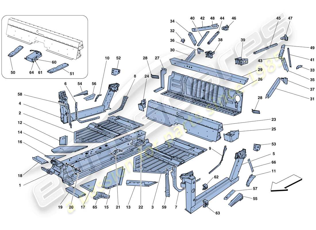 ferrari 458 speciale (usa) zentrale elemente und paneele ersatzteildiagramm