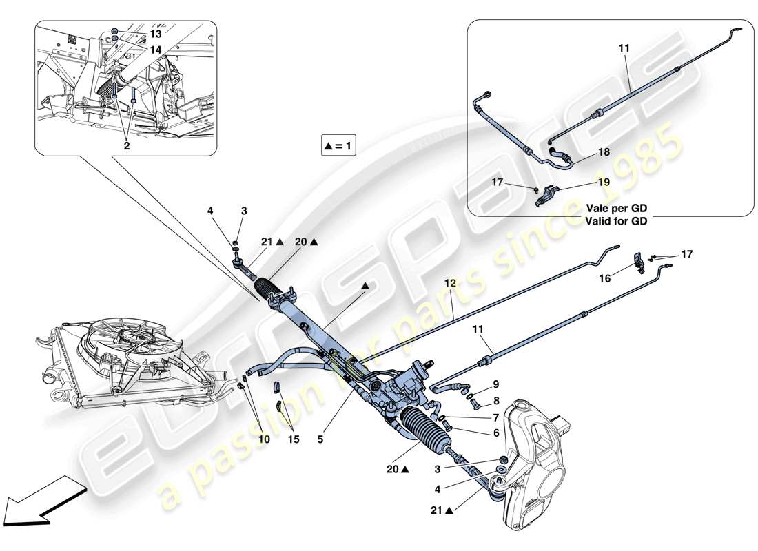 ferrari 458 speciale (usa) hydraulisches servolenkgetriebe - teilediagramm