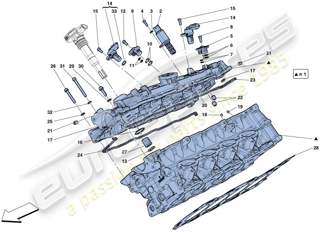 ferrari gtc4 lusso t (europe) rechter zylinderkopf ersatzteildiagramm
