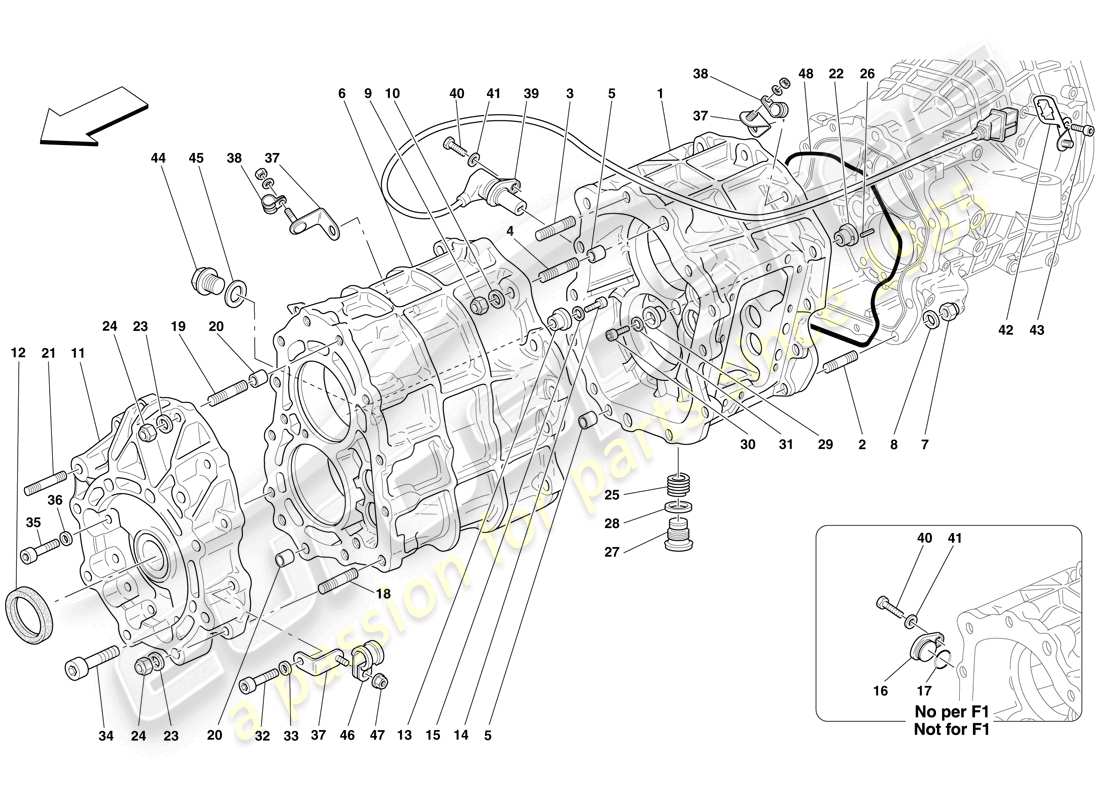 ferrari 612 sessanta (europe) getriebegehäuse ersatzteildiagramm