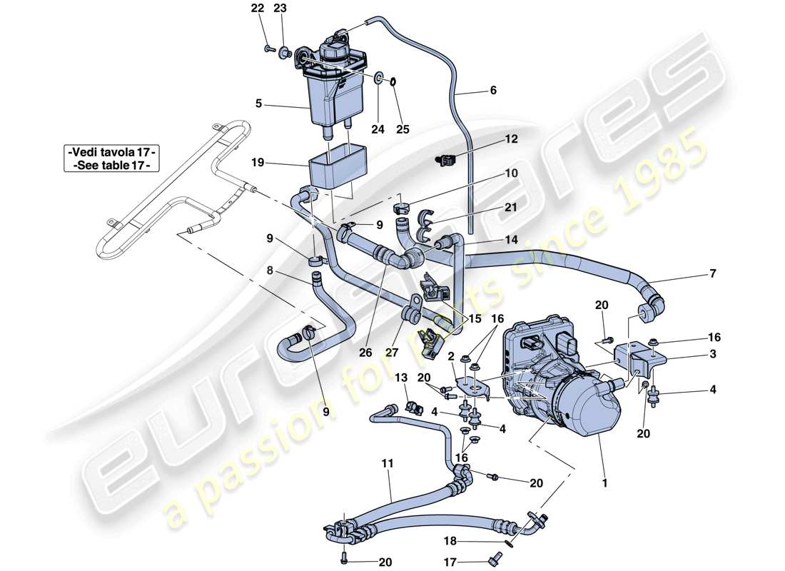 ferrari laferrari aperta (usa) servolenkungspumpe und vorratsbehälter – teilediagramm