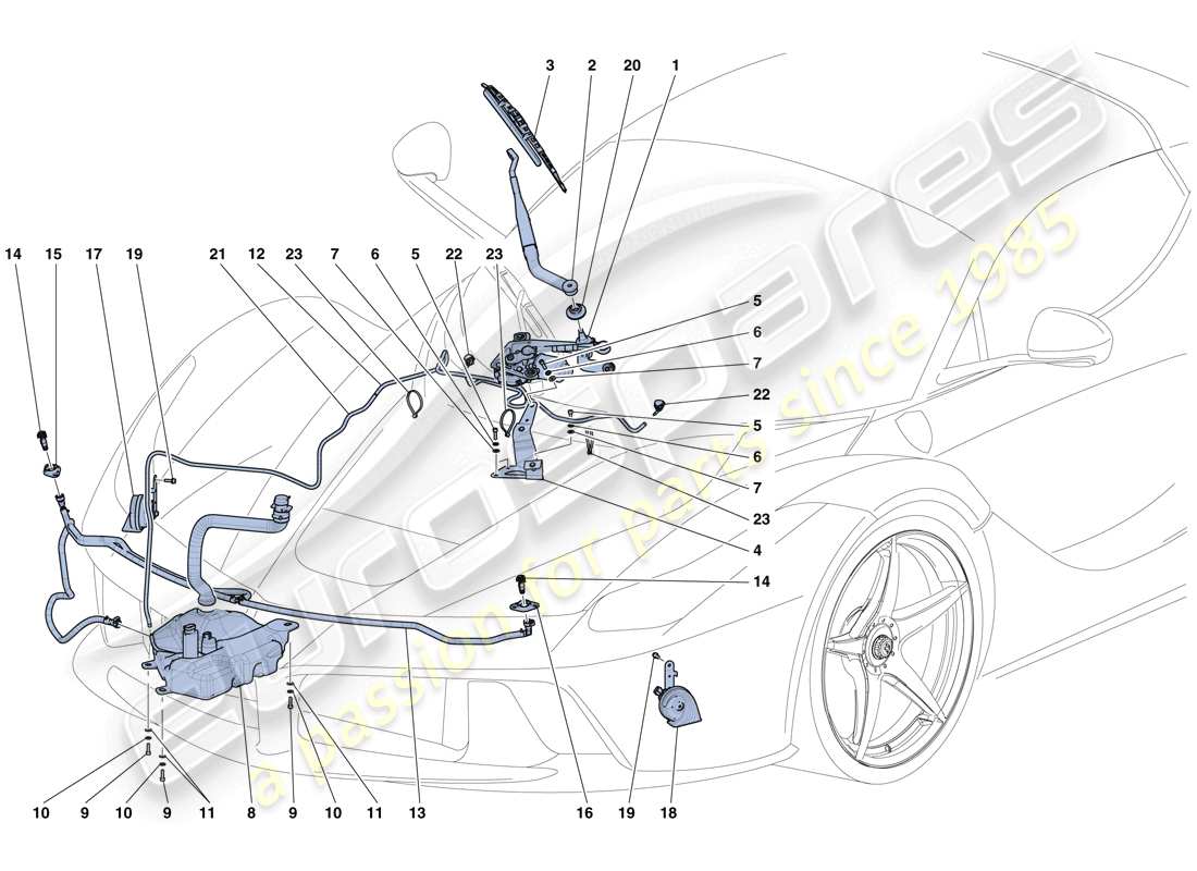 ferrari laferrari aperta (europe) scheibenwischer, scheibe und hupen ersatzteildiagramm