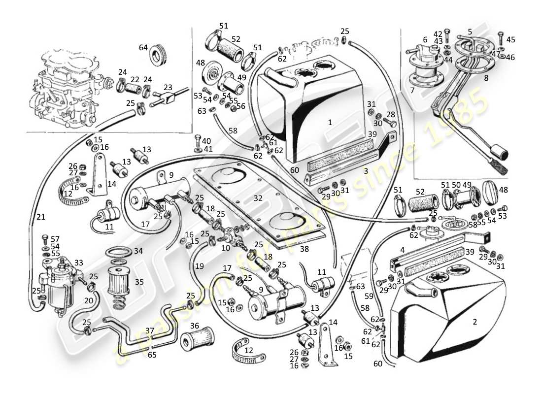 maserati kyalami kraftstofftank und pumpe teilediagramm