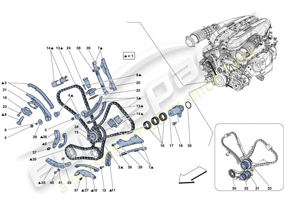ferrari 812 superfast (rhd) timingsystem - antrieb teilediagramm