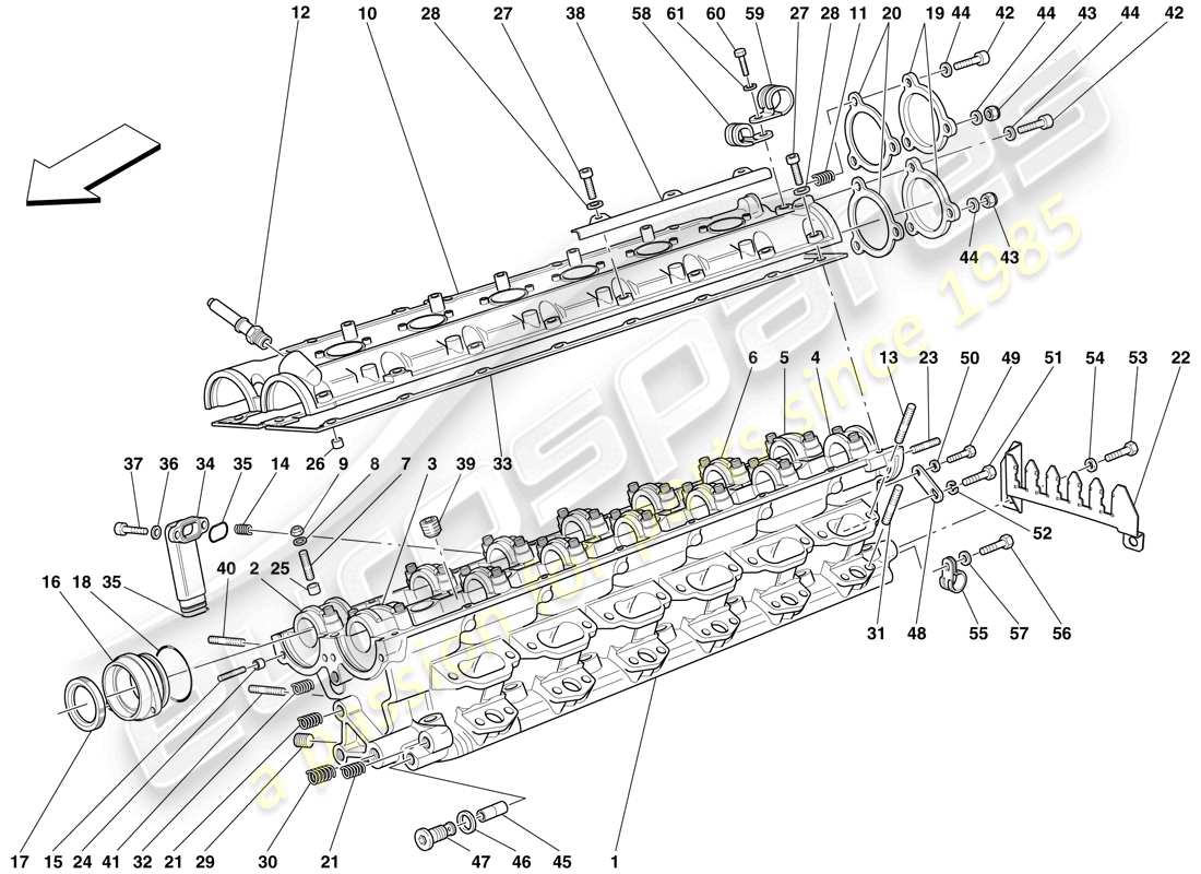 ferrari 612 scaglietti (usa) rechter zylinderkopf ersatzteildiagramm