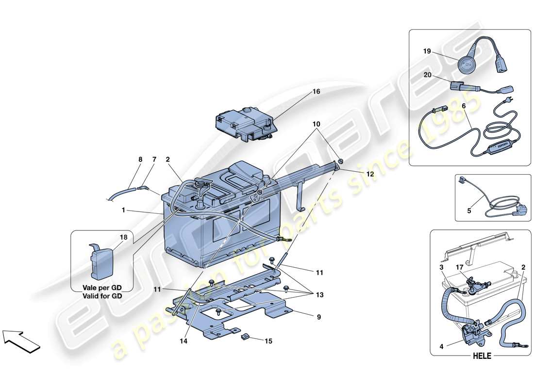 ferrari 488 spider (usa) batterie teilediagramm