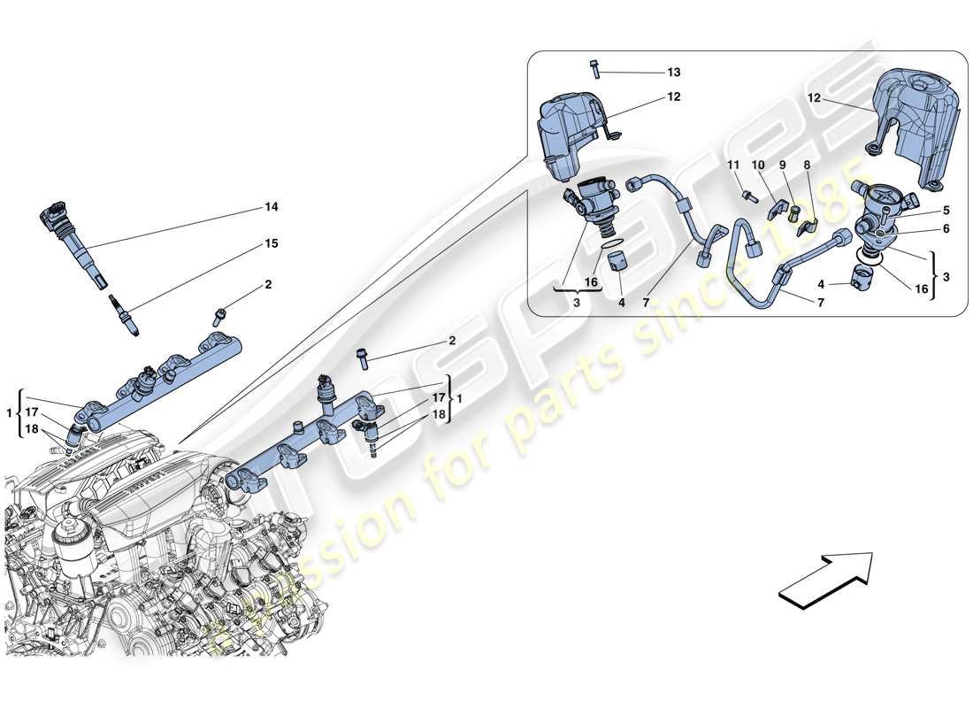 ferrari 488 spider (europe) einspritzung – zündsystem teilediagramm