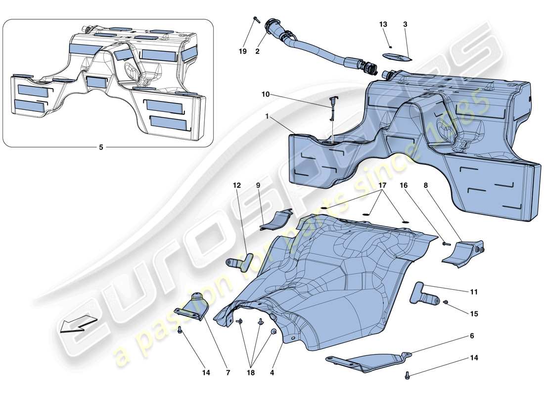 ferrari california t (rhd) treibstofftank teilediagramm