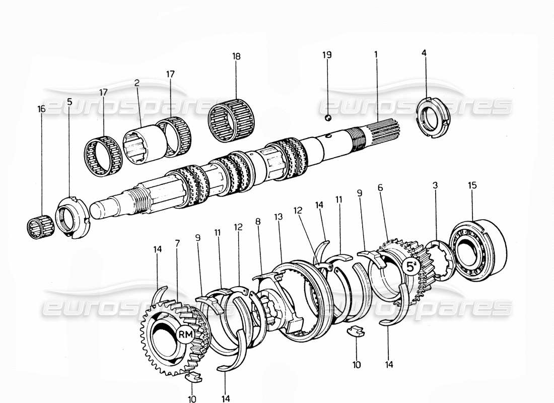 ferrari 365 gtc4 (mechanical) getriebe zweite welle - revision teilediagramm