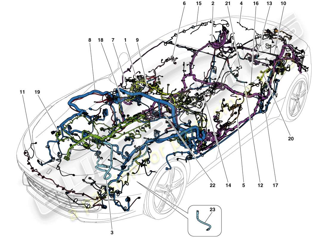 ferrari gtc4 lusso t (rhd) hauptkabelbäume teilediagramm