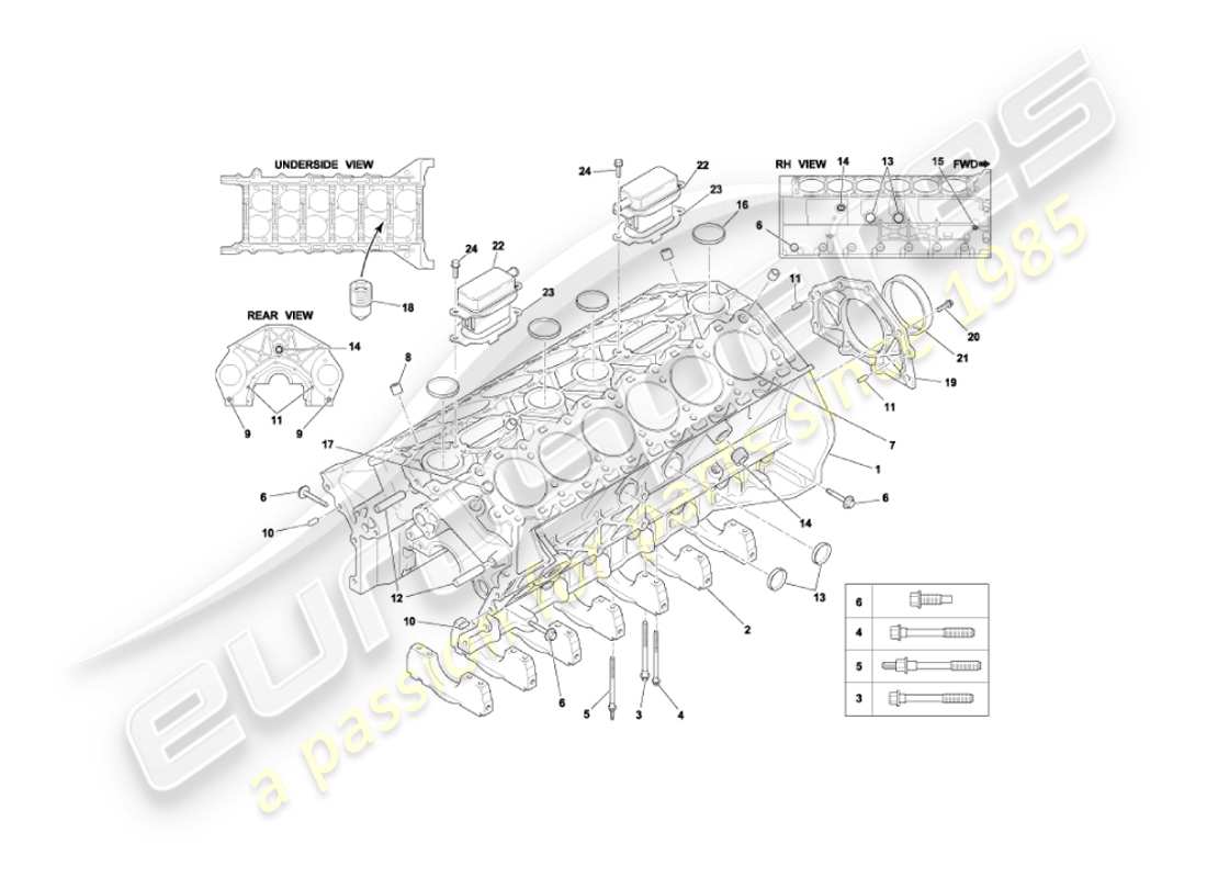 aston martin vanquish (2006) zylinderblock-teilediagramm