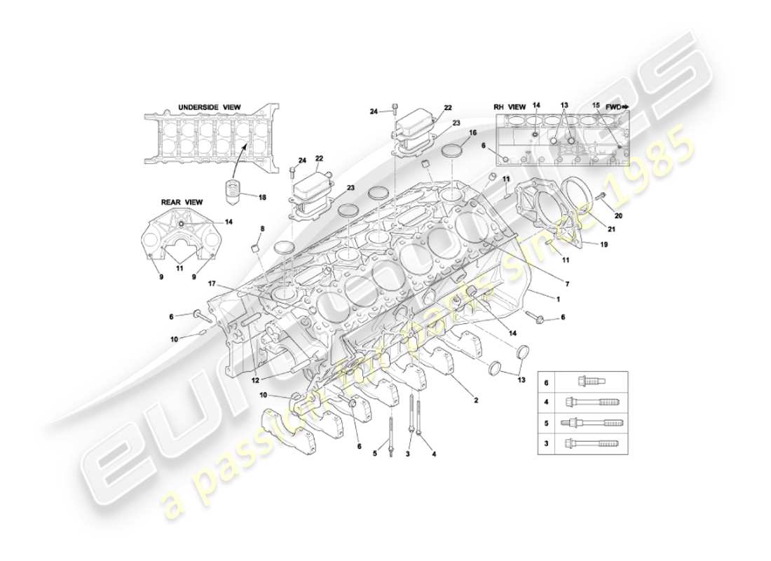 aston martin vanquish (2005) zylinderblock-teilediagramm