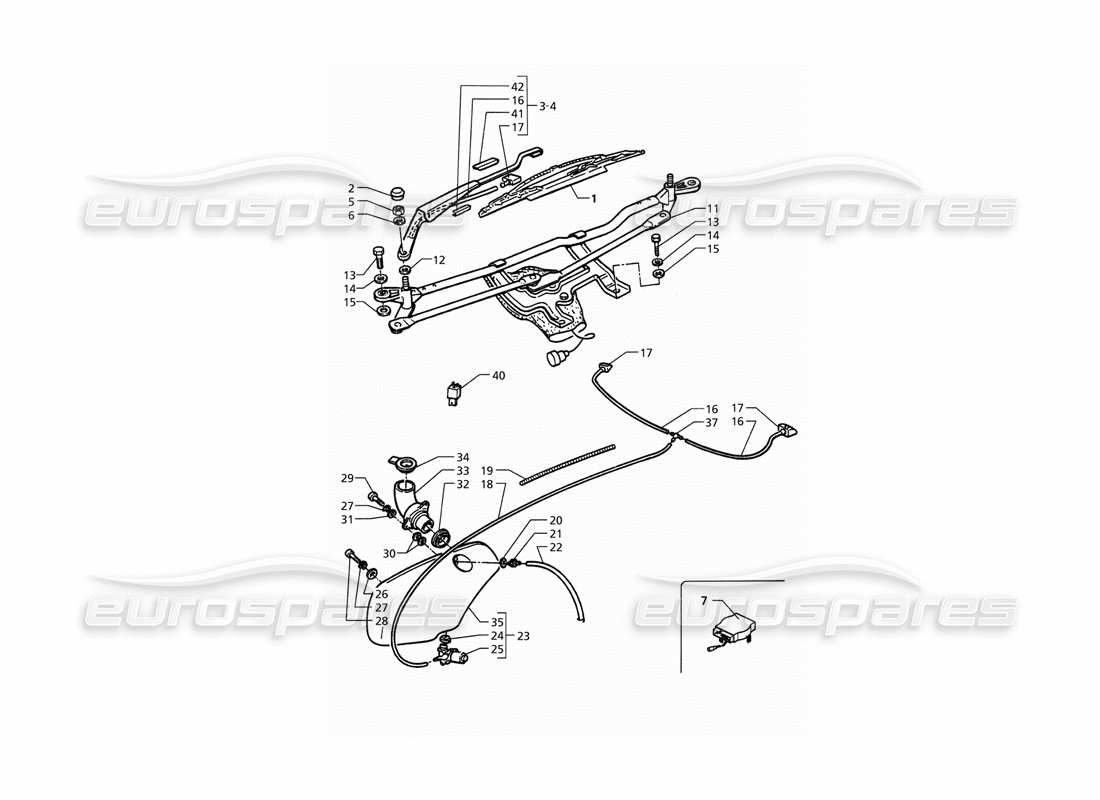 maserati qtp. 3.2 v8 (1999) teilediagramm für scheibenwischer-/ scheibe (rechtsantrieb)