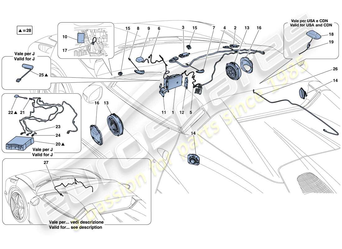 ferrari 458 speciale aperta (usa) hifi-system - teilediagramm