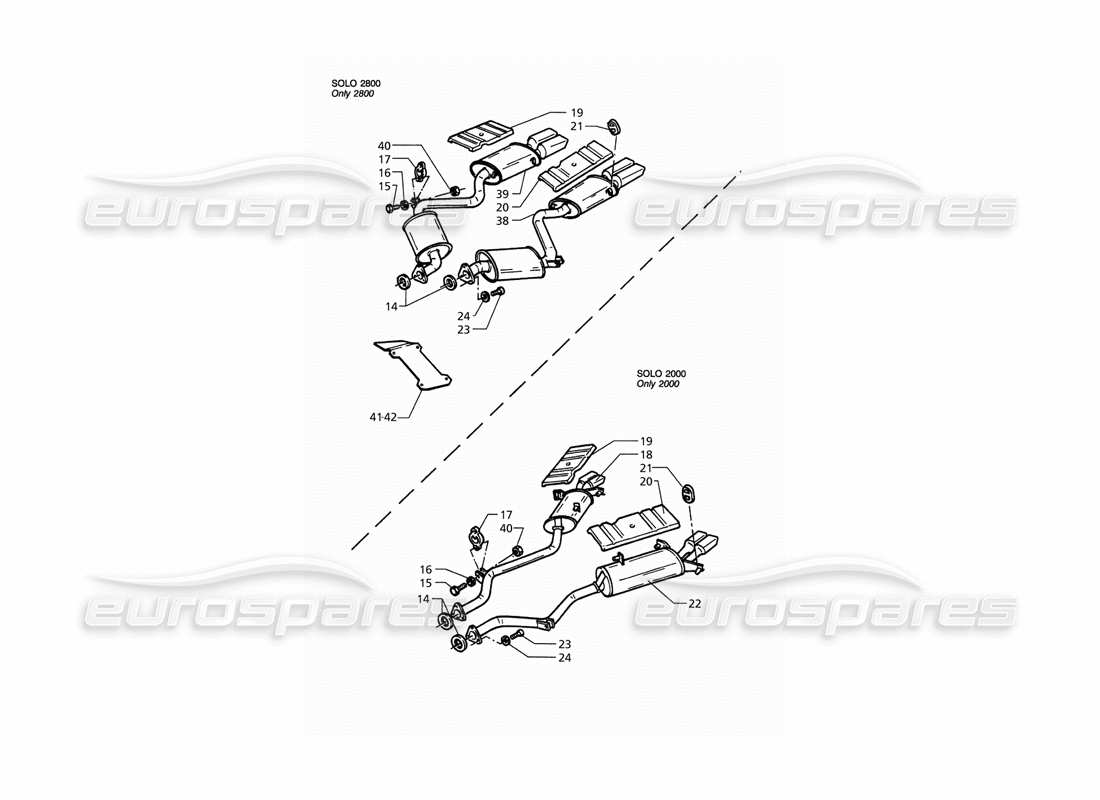 maserati qtp. 3.2 v8 (1999) hinteres auspuffsystem teilediagramm