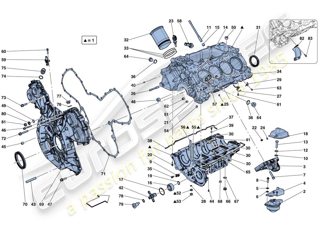 ferrari 488 gtb (usa) kurbelgehäuse teilediagramm