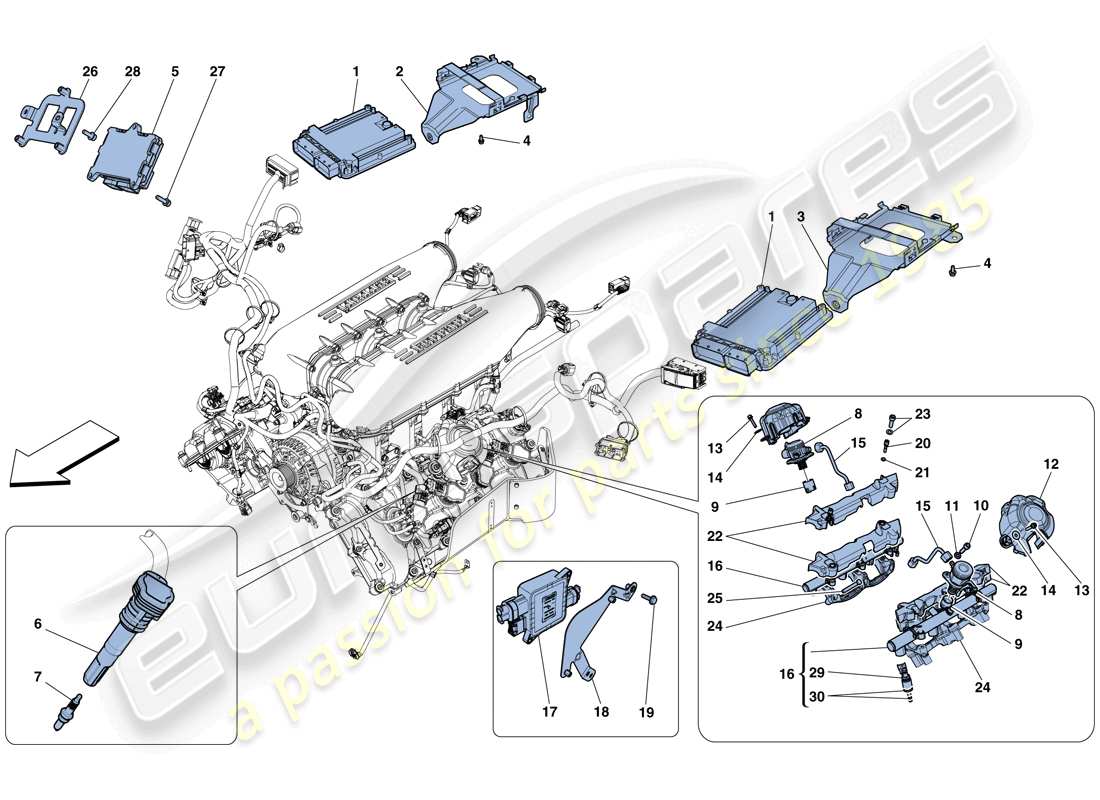 ferrari 458 speciale aperta (europe) einspritz-/zündsystem - teilediagramm