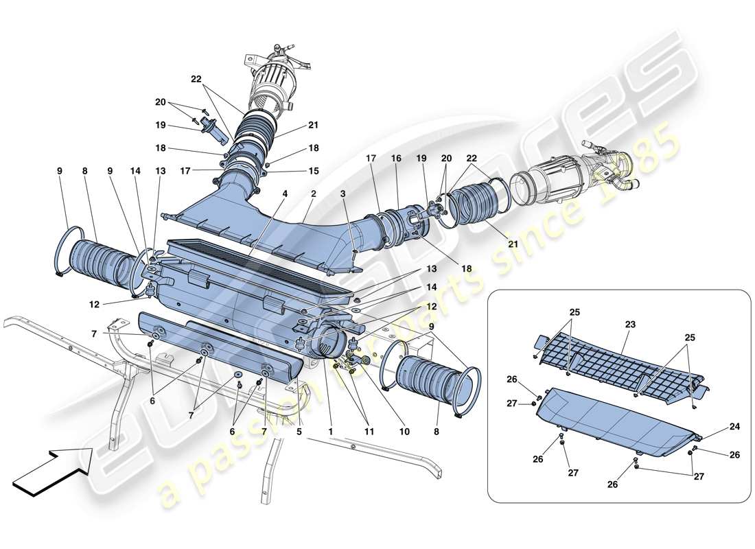 ferrari 488 spider (usa) luftfilter, lufteinlass und kanäle teilediagramm