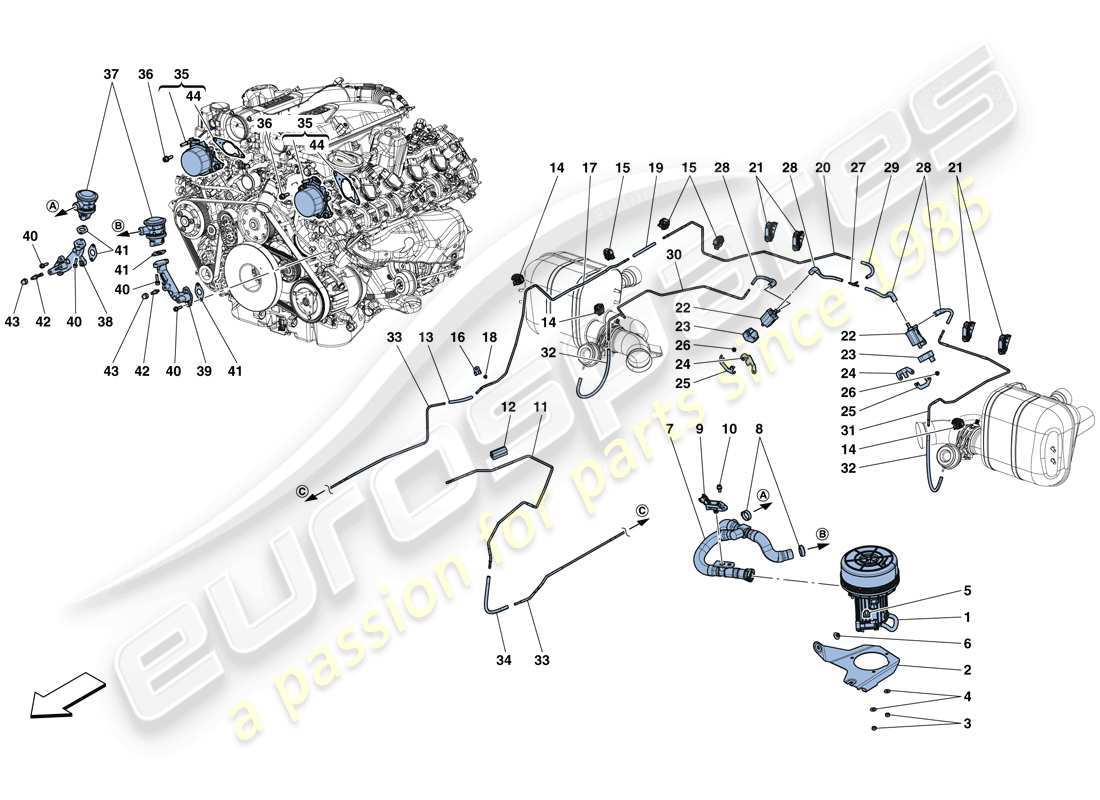 ferrari gtc4 lusso t (europe) sekundärluftsystem teilediagramm