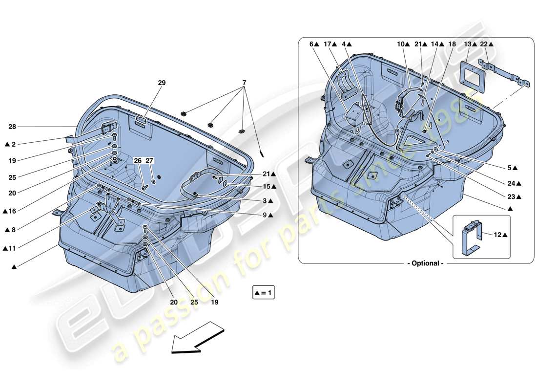 ferrari 458 speciale (usa) vordere fachverkleidung ersatzteildiagramm