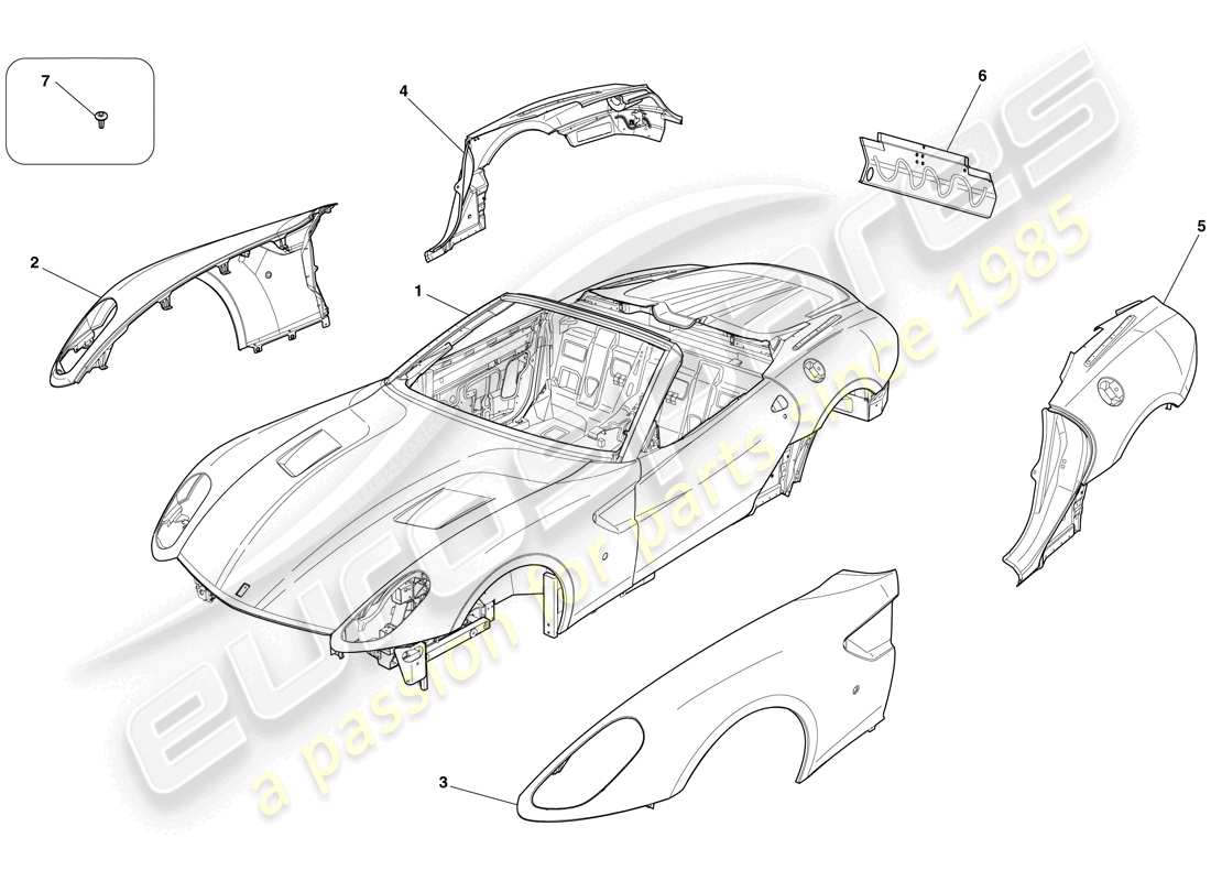 ferrari 599 sa aperta (europe) karosserie - aussenverkleidung ersatzteildiagramm