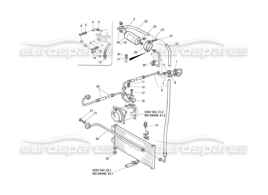 maserati qtp v8 evoluzione teilediagramm der klimaanlage (rh-antrieb).