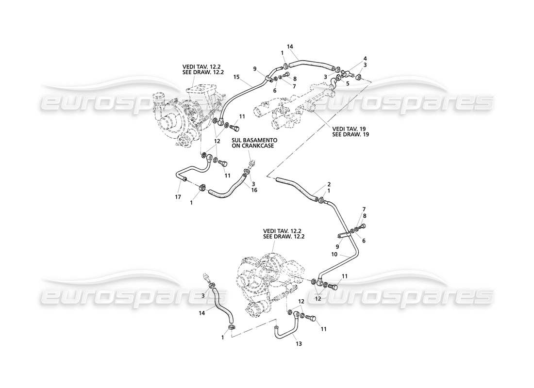 maserati qtp v8 evoluzione turbo-kühlrohre teilediagramm