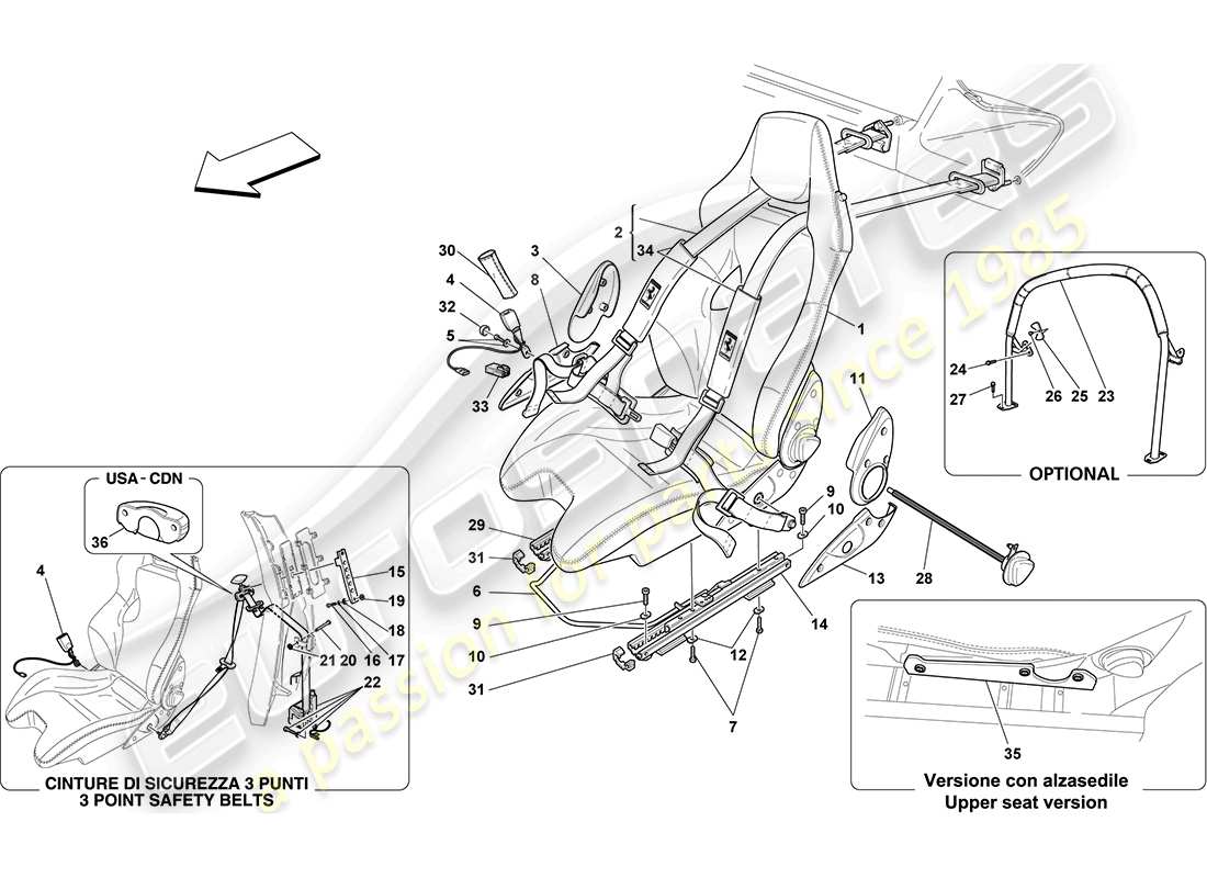 ferrari f430 coupe (europe) racing seat-4-punkt-sitzgurt-überrollbügel teilediagramm
