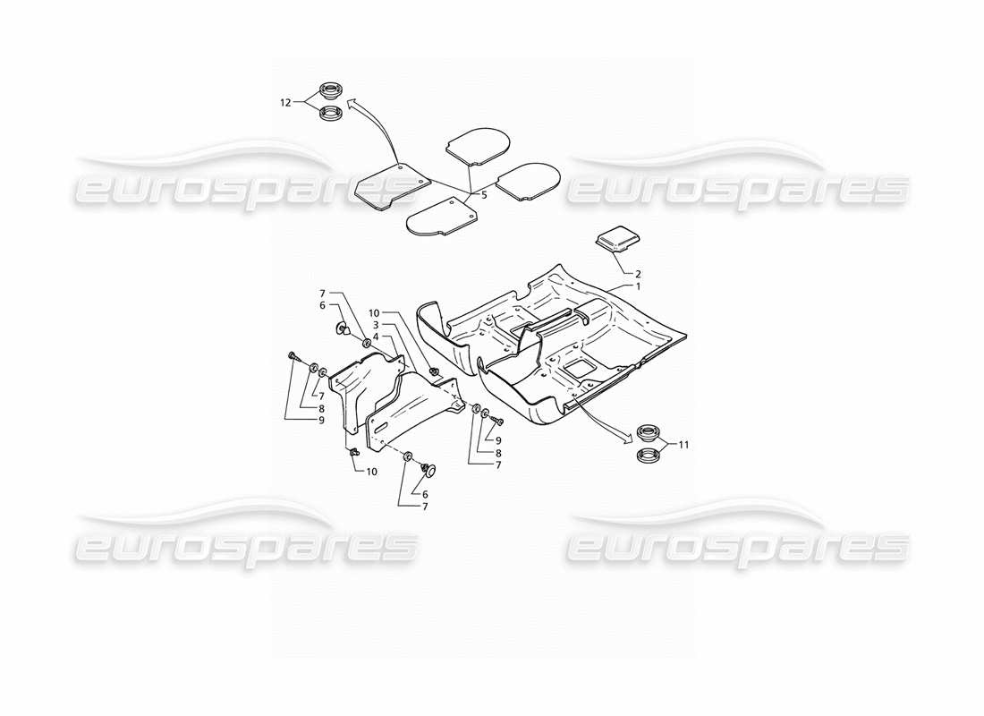 maserati qtp v6 (1996) fahrgastraumteppiche (lhd) teilediagramm