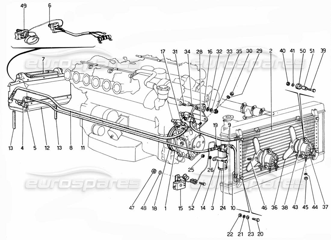 ferrari 365 gtc4 (mechanical) klimaanlage – revision teilediagramm