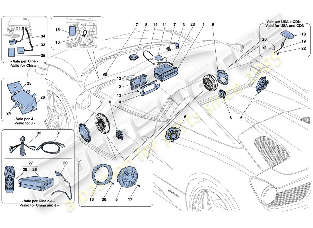 ferrari 458 spider (europe) hifi-system - teilediagramm