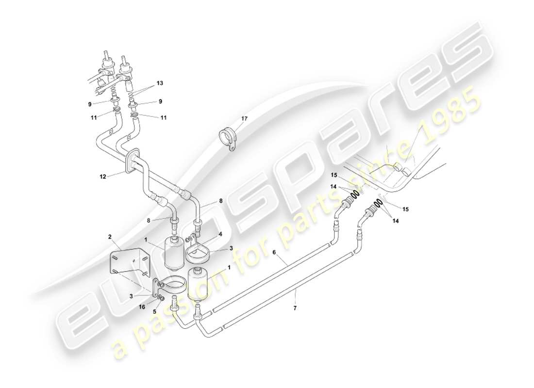 aston martin db7 vantage (1999) kraftstoffsystem teilediagramm