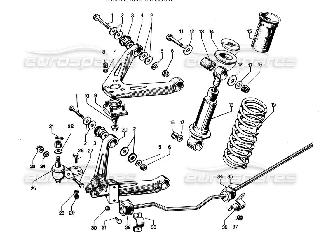 lamborghini espada vorderradaufhängung teilediagramm