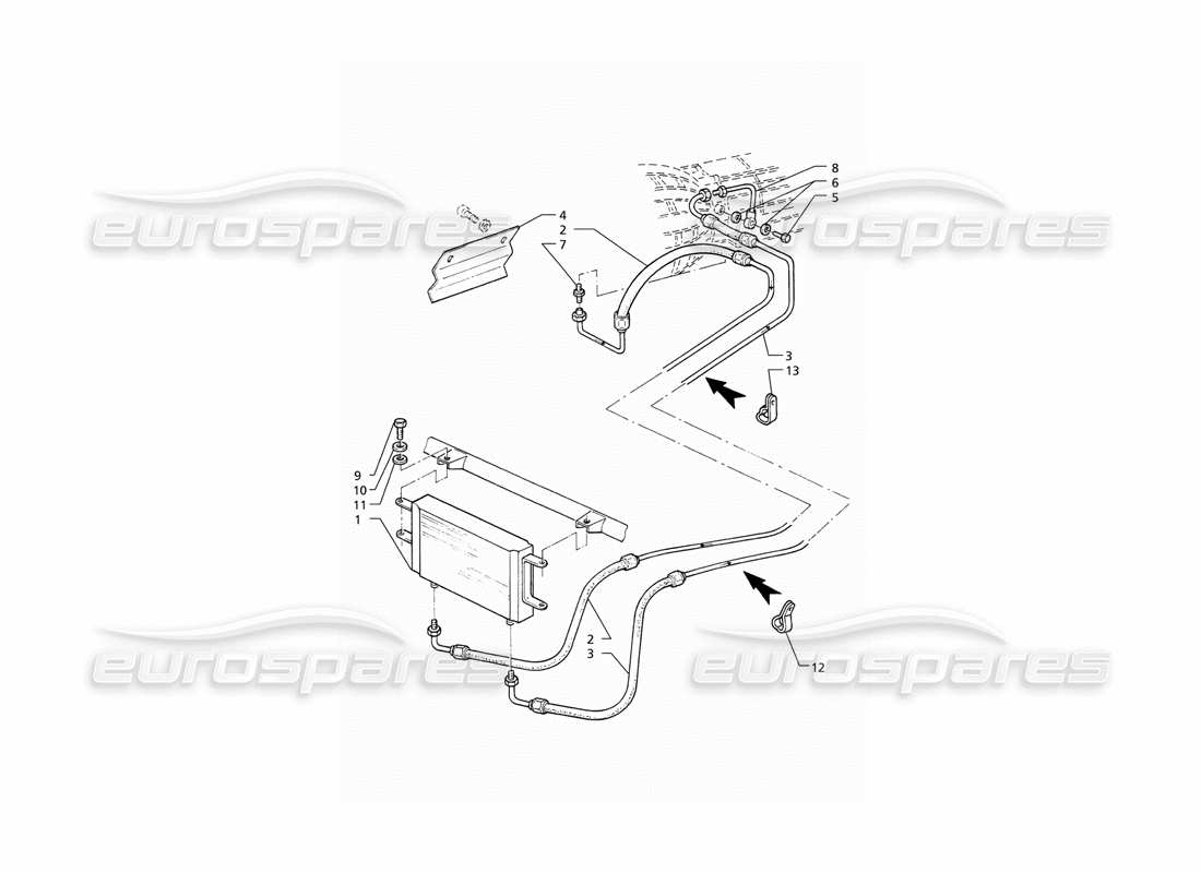 maserati qtp v6 (1996) teilediagramm für ölkühler für automatikgetriebe (4hp)