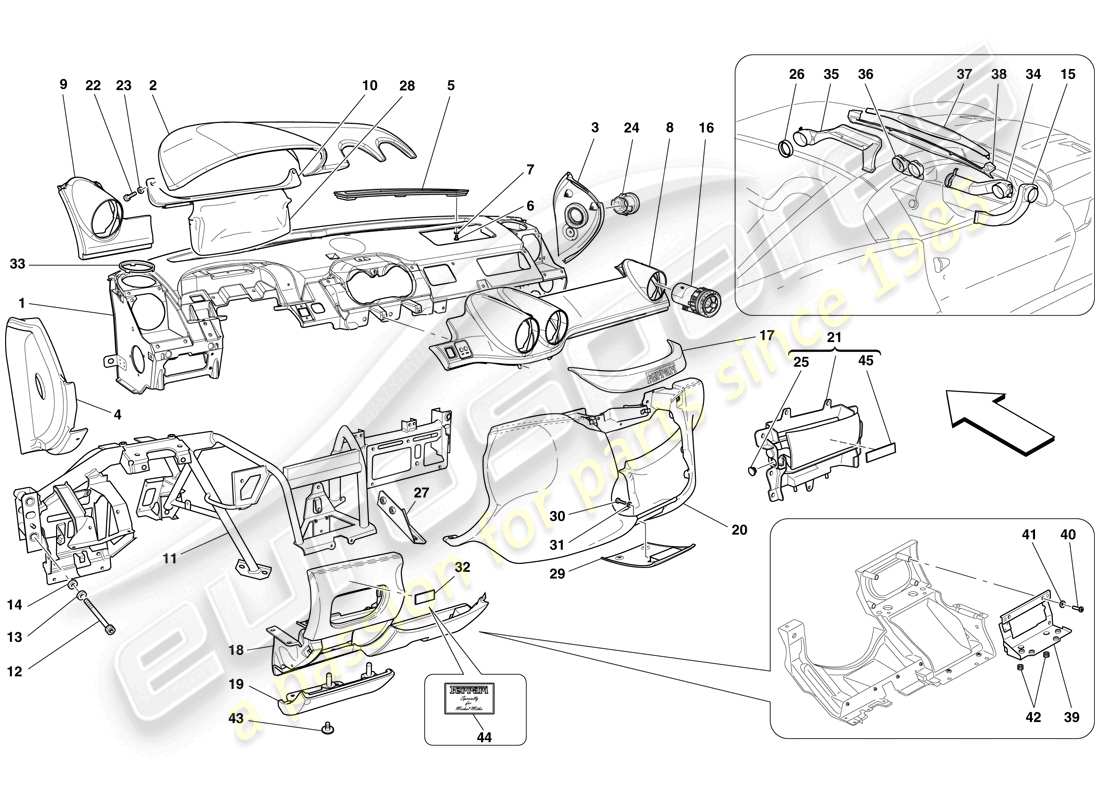 ferrari 599 sa aperta (europe) dashboard-ersatzteildiagramm