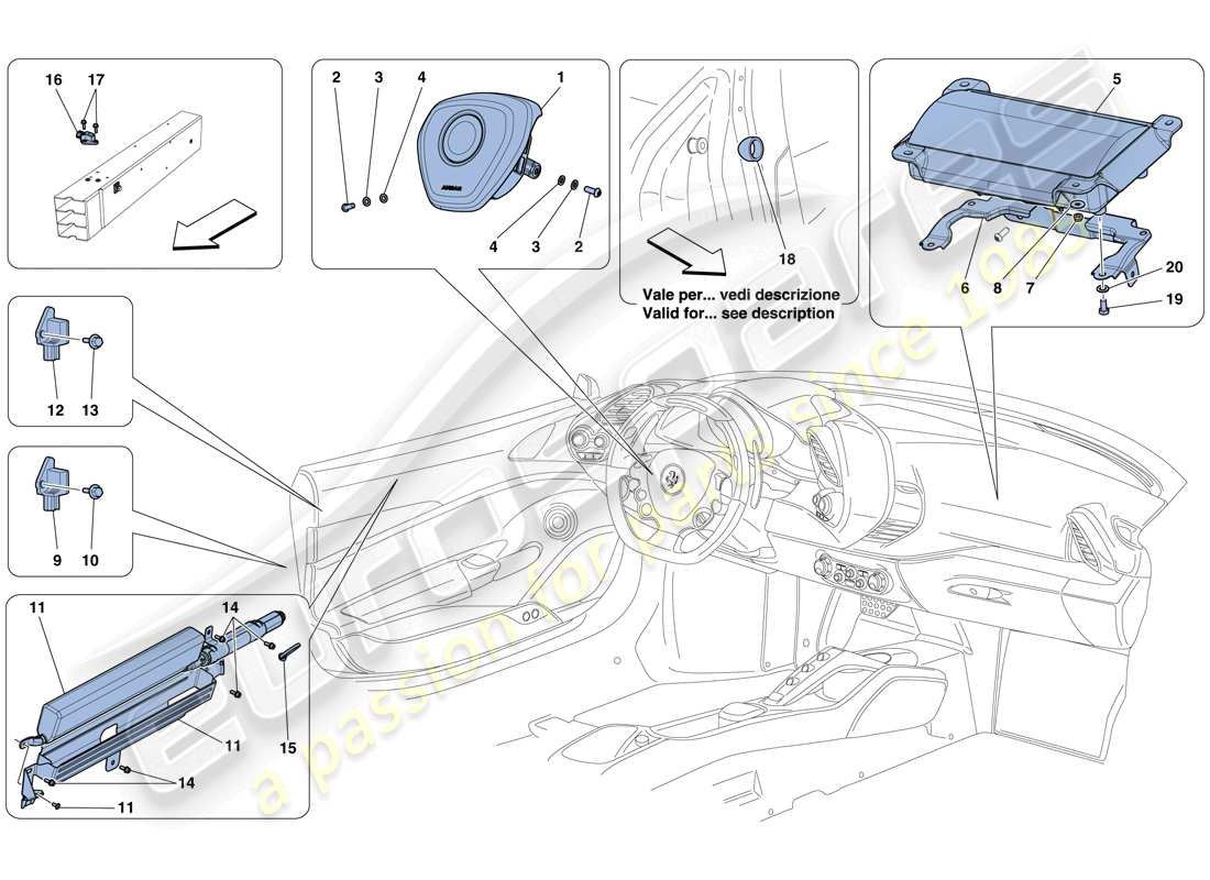 ferrari 488 spider (europe) airbags teilediagramm