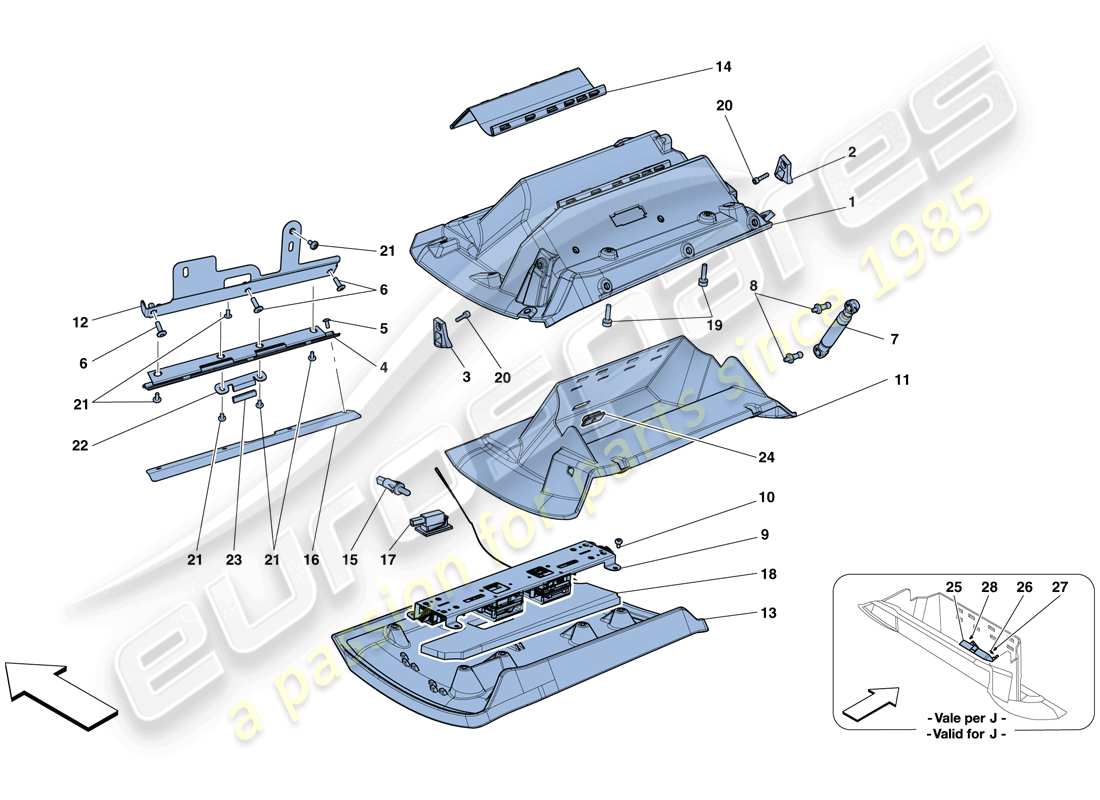 ferrari f12 berlinetta (europe) handschuhfach ersatzteildiagramm