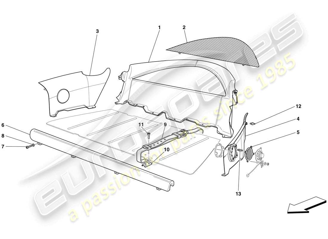 ferrari 599 gtb fiorano (usa) innenverkleidung teilediagramm