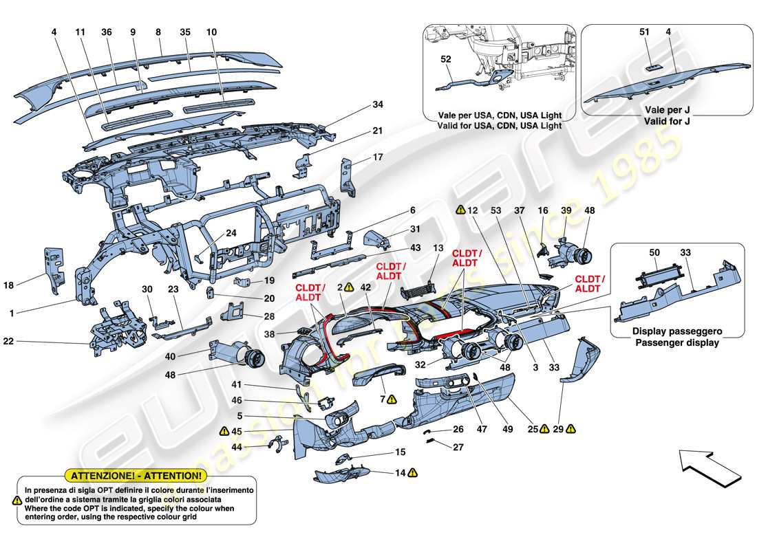 ferrari 812 superfast (usa) dashboard-ersatzteildiagramm